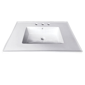 Fauceture Continental 25" Ceramic Vanity Top, 4-Inch, 3-Hole, White