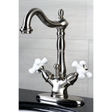 Heritage Two-handle Single Hole Deck Mount Bathroom Sink Faucet with Brass Pop Up & Cover Plate