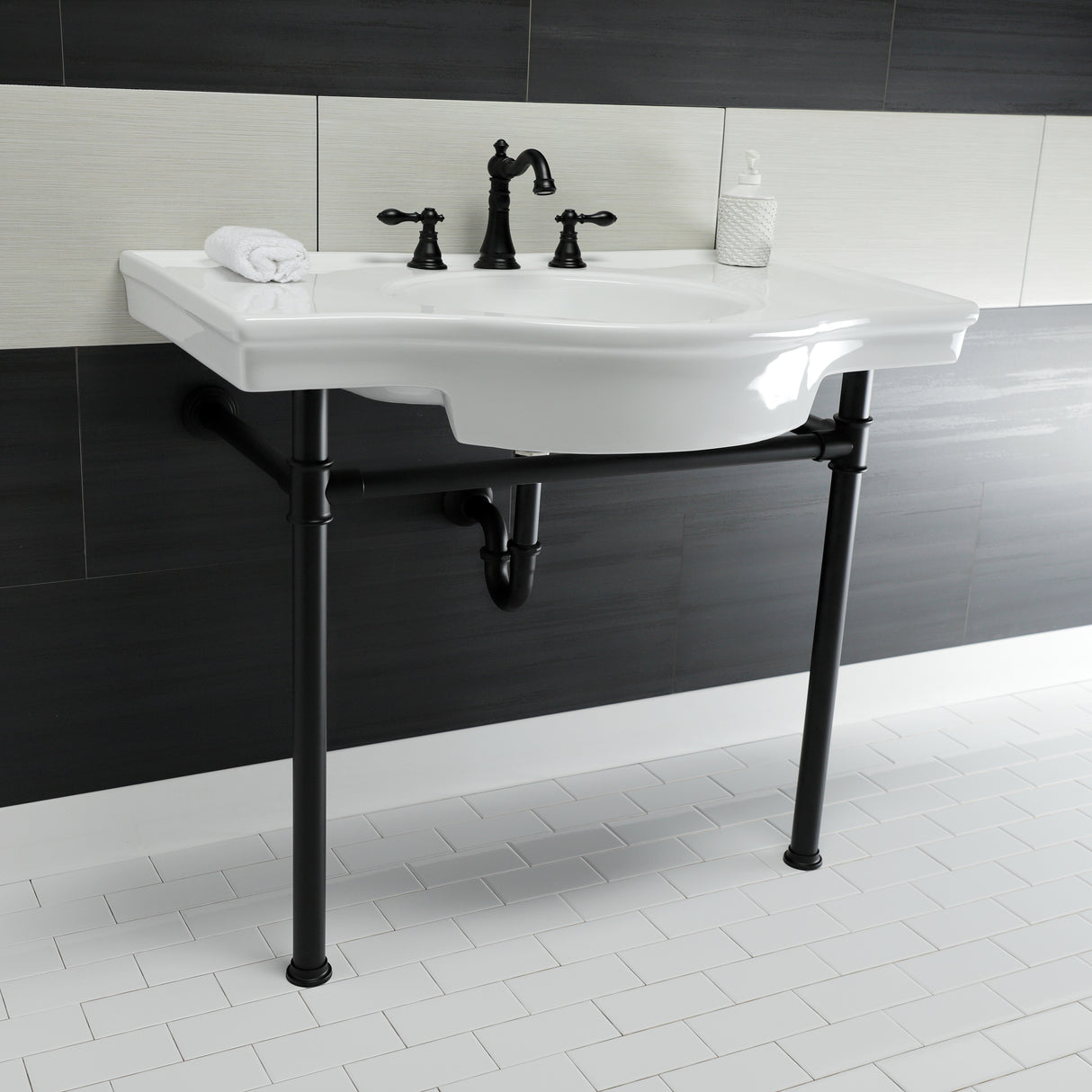 Templeton 37" x 22" Ceramic Console Sink with Stainless Steel Legs