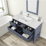 James 49 In. Steel Blue Freestanding Solid Wood Bathroom Vanity with Crushed Marble Top with 4 In. Backsplash & Drop in Sink