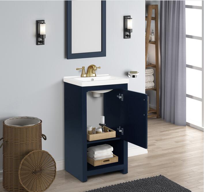 Magic Home 30 in. Black Bathroom Vanity Set Combo Storage Cabinet with Solid Wood Frame and White Sink