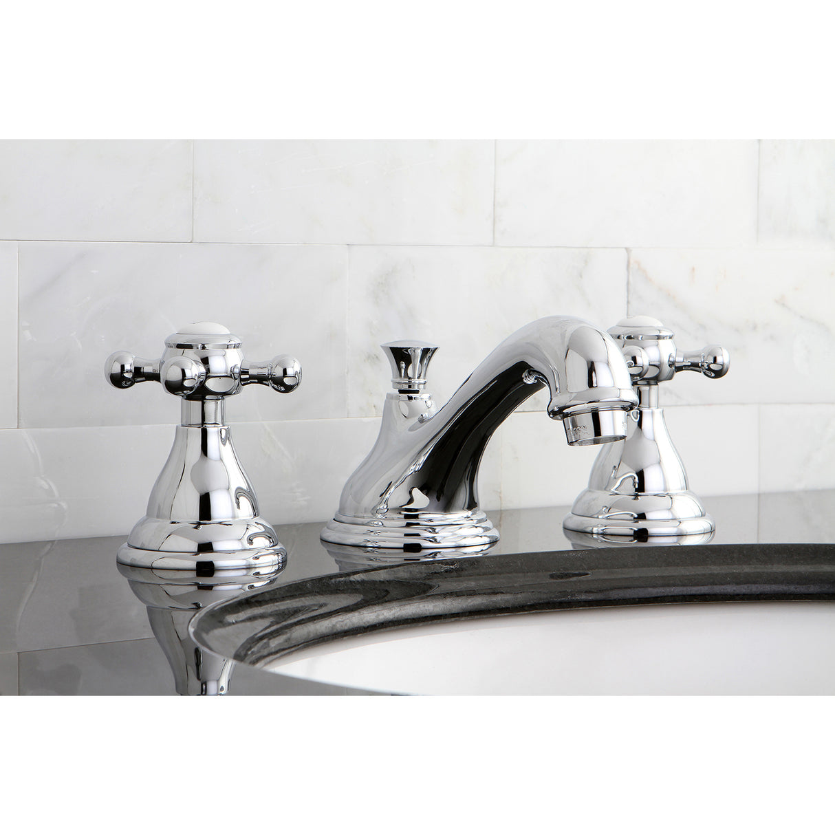 Royale 8" Deck Mount Widespread Bathroom Faucet W/ Dual Cross Handle