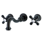 Vintage Two-handle 3-Hole Wall Mount Bathroom Faucet