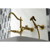 Heritage Traditional Wall Mount Bridge Kitchen Faucet with Brass Sprayer