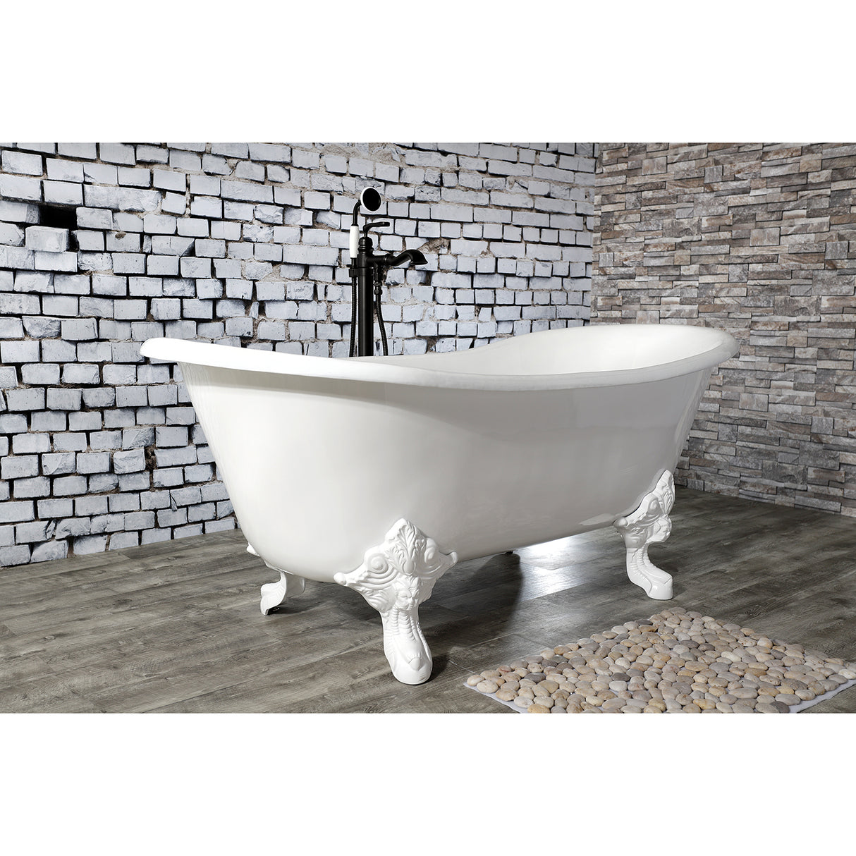 Cast Iron Double Slipper Clawfoot Tub (No Faucet Drillings)