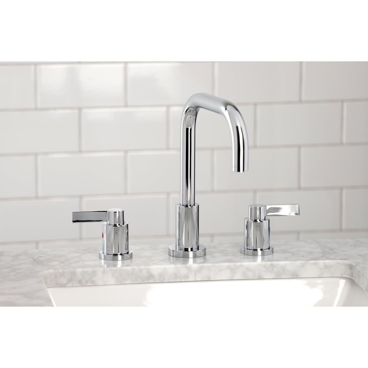 NuvoFusion Widespread Bathroom Faucet With Brass Pop Up