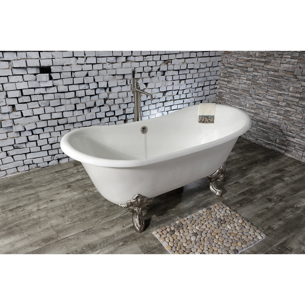 Cast Iron Double Slipper Clawfoot Tub (No Faucet Drillings)