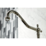 Heritage Two Handle Wall Mount Bridge Kitchen Faucet With Side Brass Sprayer