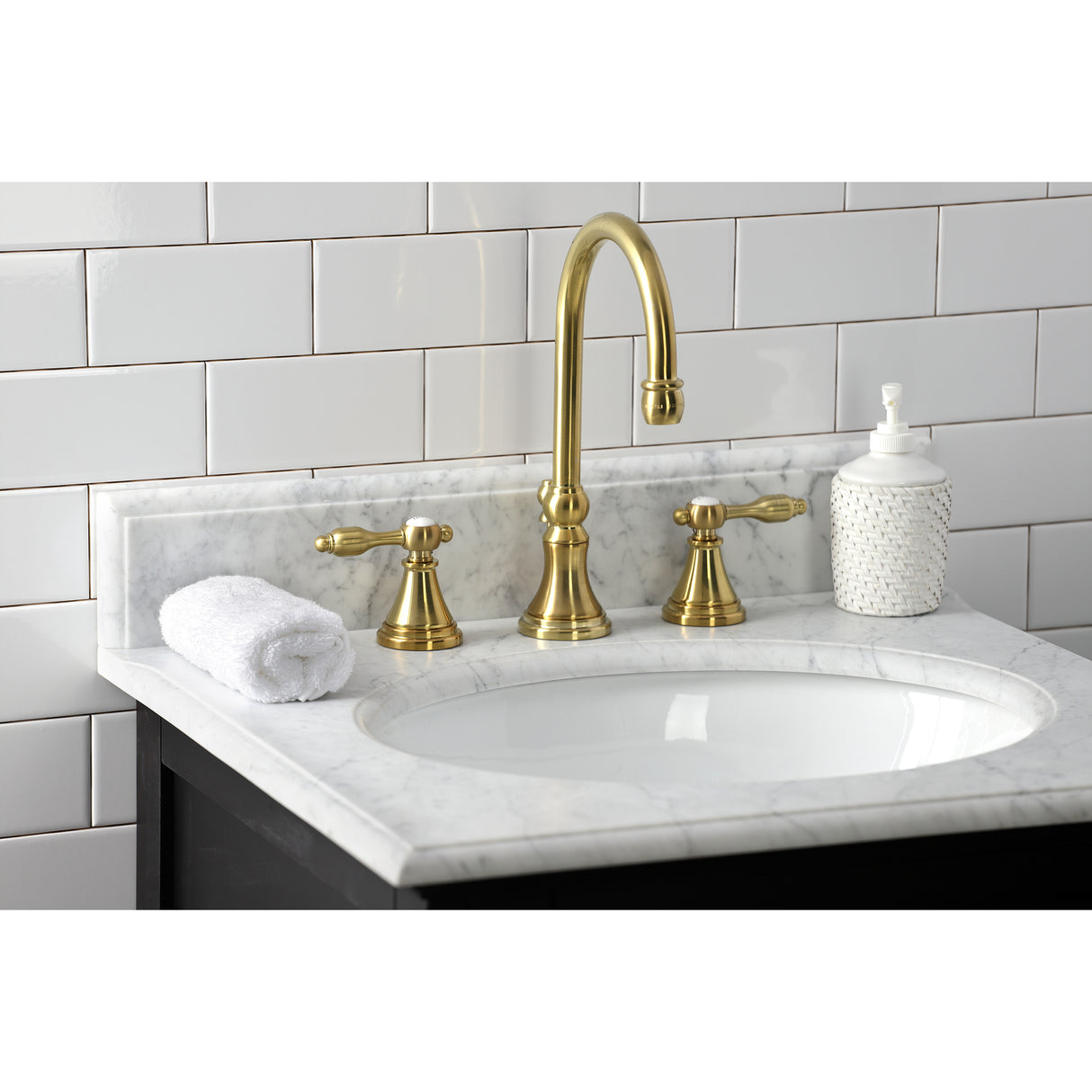 Tudor Widespread Bathroom Faucet W/ Brass Pop Up