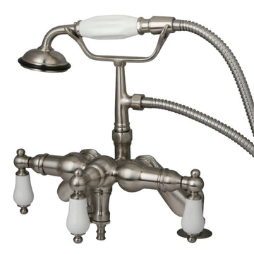Vintage Adjustable Center Deck Mount Tub Faucet With Procelain Lever