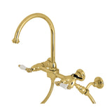 Restoration Wall Mount Bridge Kitchen Faucet with Brass Sprayer