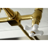 Heritage Wall Mount Bridge Kitchen Faucet W/ Brass Sprayer