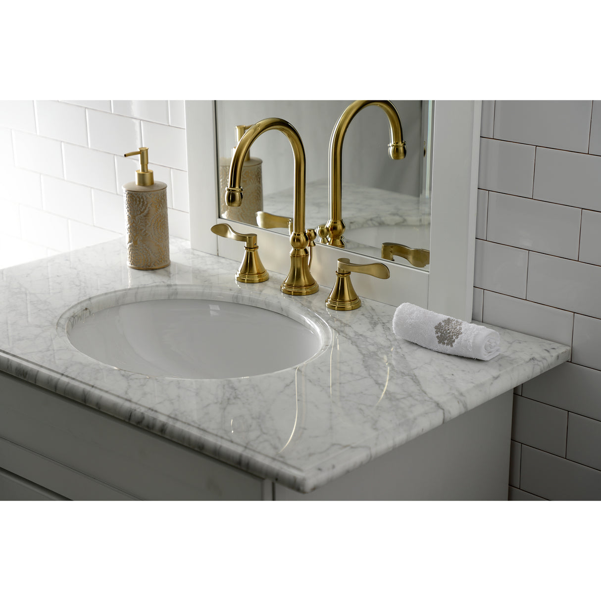 NuFrench Widespread Bathroom Faucet with Brass Pop-Up