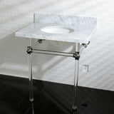 Templeton 30" x 22" Carrara Marble Bathroom Console Vanity with Acrylic Pedestal