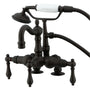 Vintage 3.4" Deck Mount Clawfoot Tub Faucet With Hand Shower, Metal Lever Handle