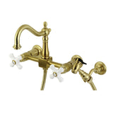 Heritage Wall Mount Bridge Kitchen Faucet W/ Brass Sprayer