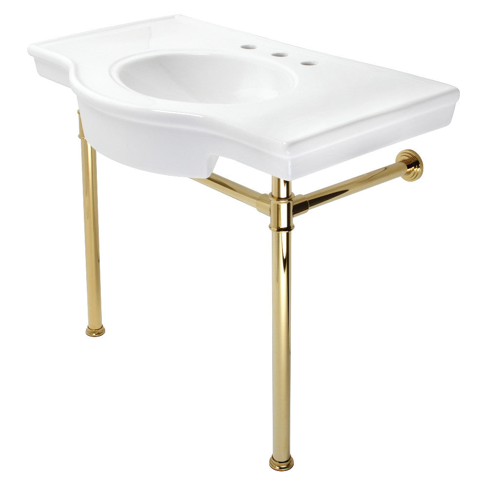 Templeton 37" x 22" Ceramic Console Sink with Stainless Steel Legs