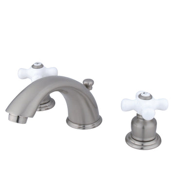 Magellan Widespread Bathroom Faucet W/ Pop Up Drain Assembly & Porcelain Cross Handles
