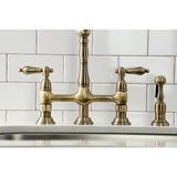 Heritage Bridge Kitchen Faucet with Brass Sprayer