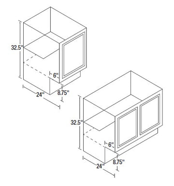 33 inch Wide ADA Cabinets - Chadwood Shaker - 33 Inch W x 32.5 Inch H x 24 Inch D