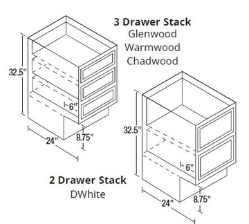 15 inch Wide Handicapped Drawer Cabinet - Glenwood Shaker - 15 Inch W x 32.5 Inch H x 24 Inch D