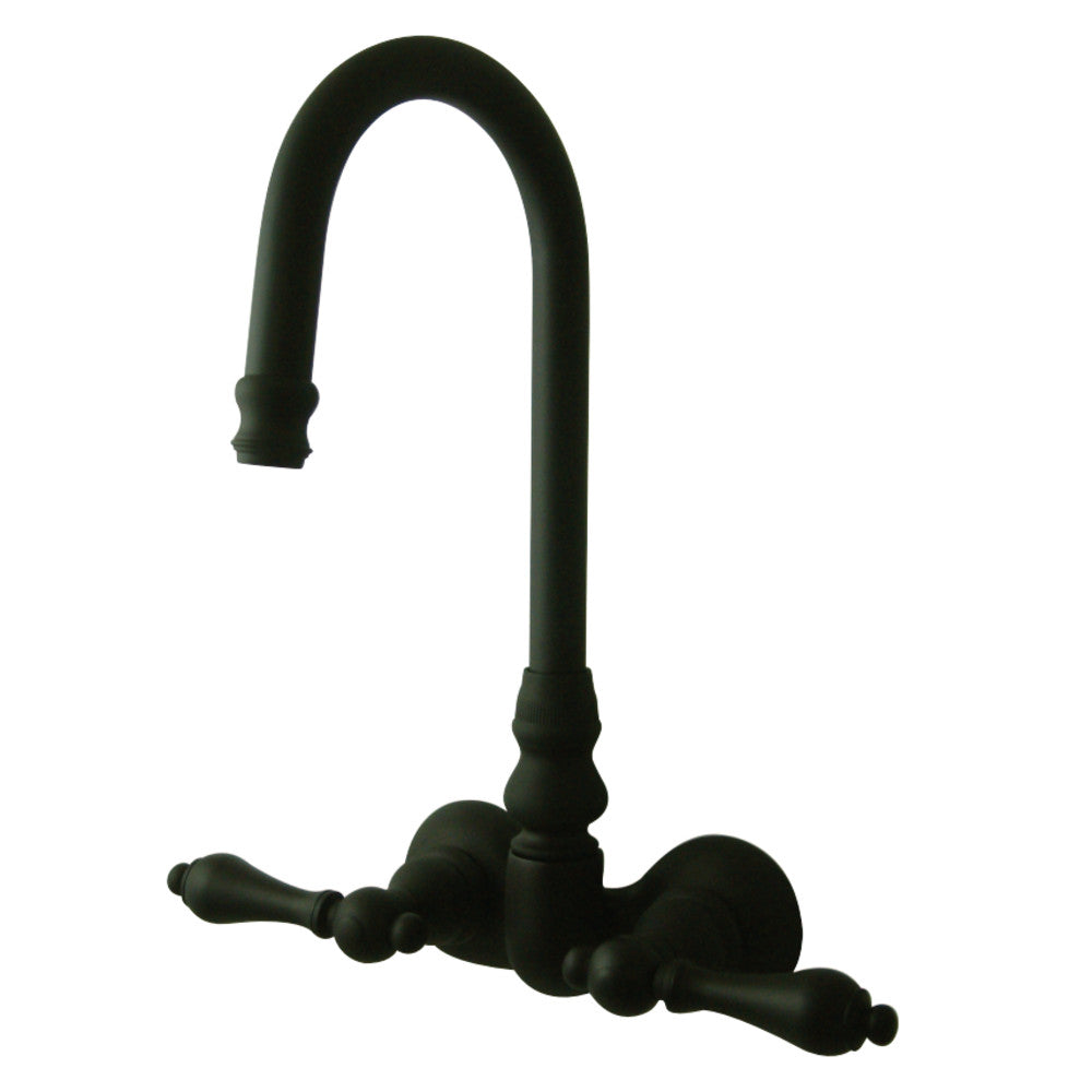 Vintage 3.4" Wall Mount Tub Faucet In 5.63" Spout Reach With Metal Lever Handles