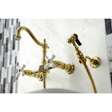 Heritage Wall Mount Bridge Kitchen Faucet W/ Brass Sprayer