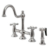 Restoration Traditional Bridge Kitchen Faucet with Brass Sprayer