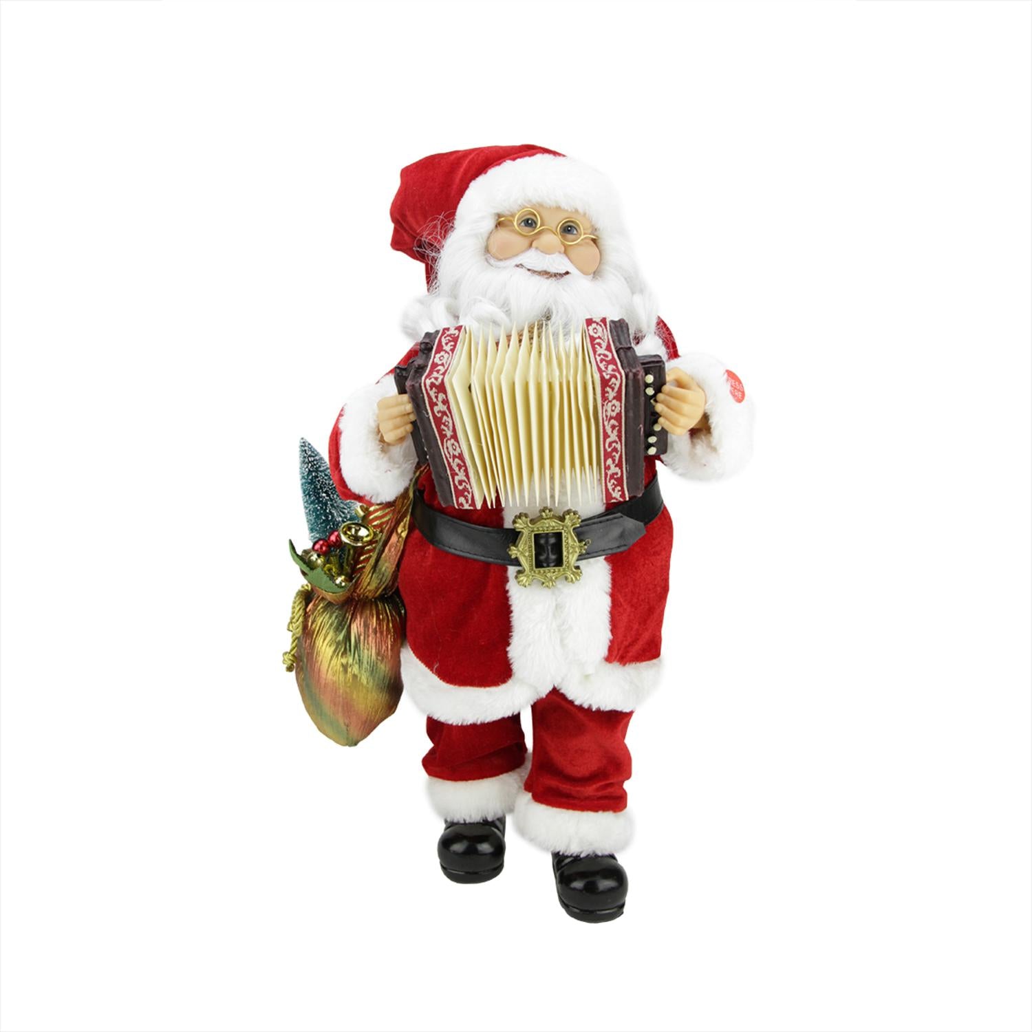 18" Battery Operated Animated & Musical Standing Santa Claus Christmas Figure with Accordion