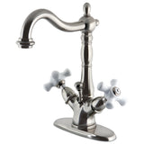 Heritage Two-handle Single Hole Deck Mount Bathroom Sink Faucet with Brass Pop Up & Cover Plate