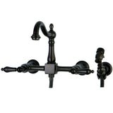 Heritage Traditional Wall Mount Bridge Kitchen Faucet with Brass Sprayer