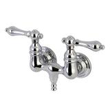 Vintage 3.4" Wall Mount Two Handle Tub Faucet, 2.1" In Spout Reach