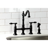 Tudor 8 Inch Center Kitchen Faucet With Brass Sprayer