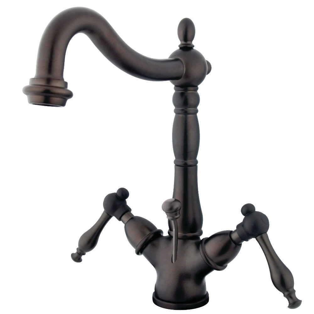 Naples Two-Handle Single Hole Deck Mount Bathroom Sink Faucet with Brass Pop-Up and Cover Plate