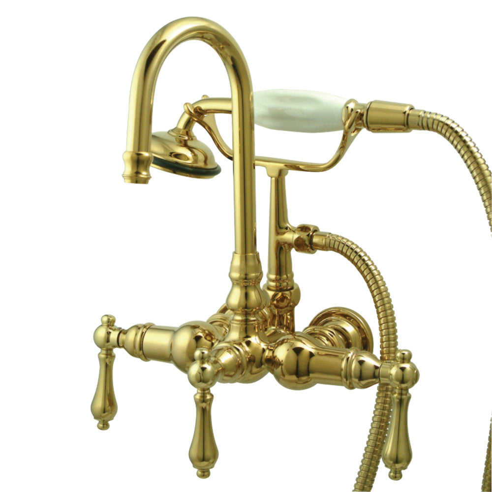 Vintage Wall Mounted Clawfoot Tub Faucet With Metal Lever Handles Includes Person Hand Shower