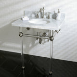 Templeton 30" x 22" Carrara Marble Bathroom Console Vanity with Acrylic Pedestal