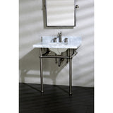 Templeton 30" x 22" Carrara Marble Vanity Top with Brass Console Legs