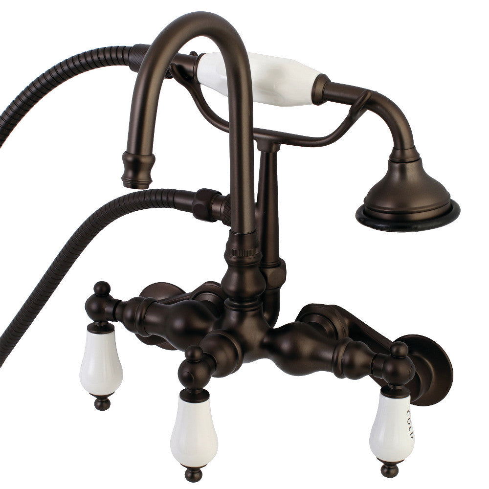 Aqua Vintage Wall Mount Clawfoot Tub Faucets In 3.4" Adjustable Center & Two Hole Installtion