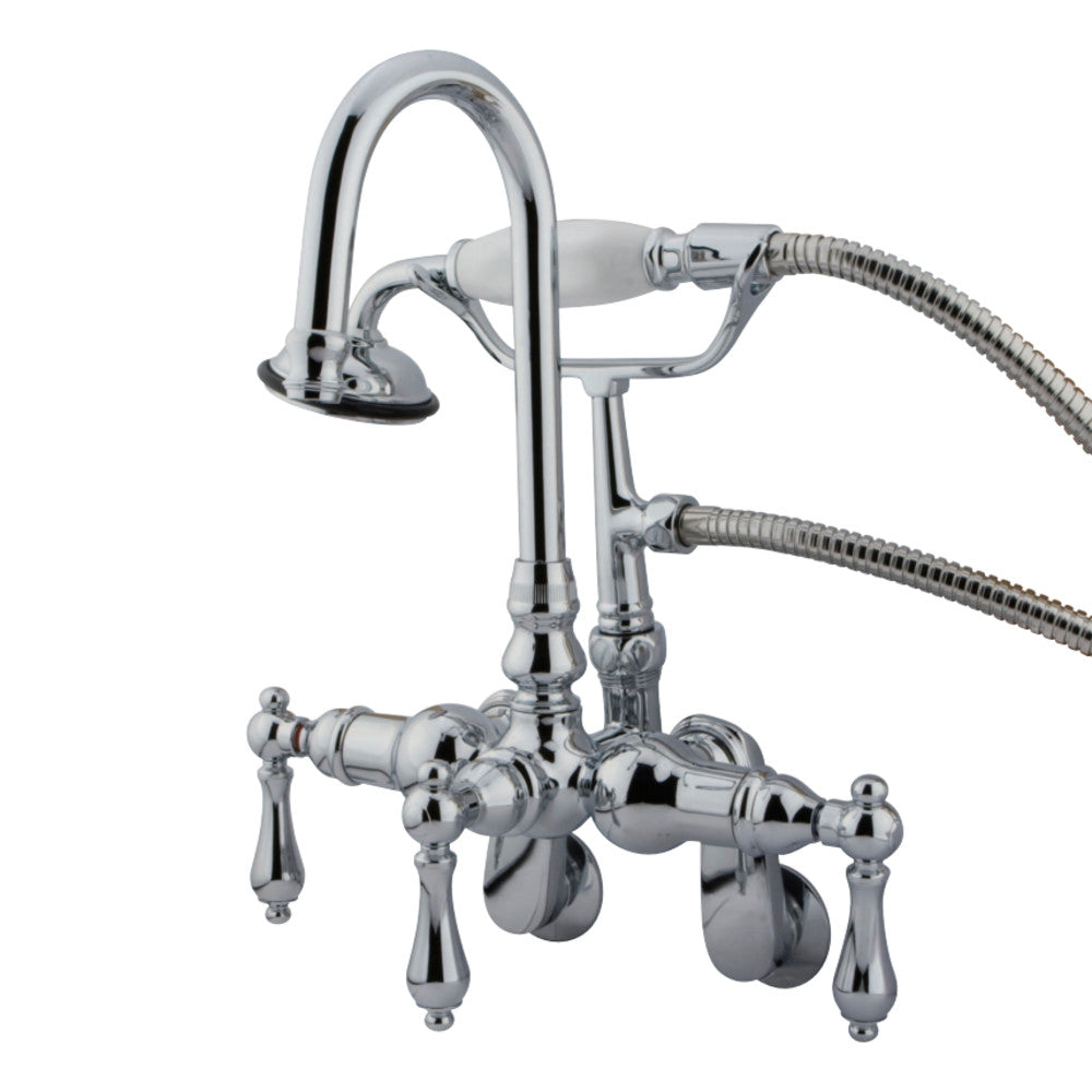 Vintage Adjustable Center Wall Mount Tub Faucet In 7.69 Spout Reach, Metal Handle