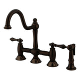 Restoration Bridge Kitchen Faucet With Brass Sprayer In 8.5" Spout Height