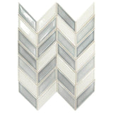 Premier Accents Ice Blue Chevron 9" x 12" 8mm Porcelain Mosaic Wall Tile