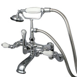 Vintage Adjustable Center Wall Mount Tub Faucet With Hand Shower In 9.75" Spout Reach