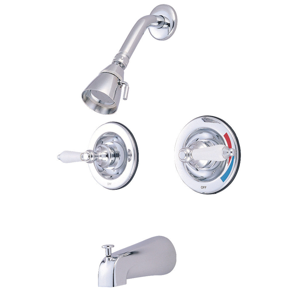 Twin Handle Tub And Shower Faucet With Procelain Lever