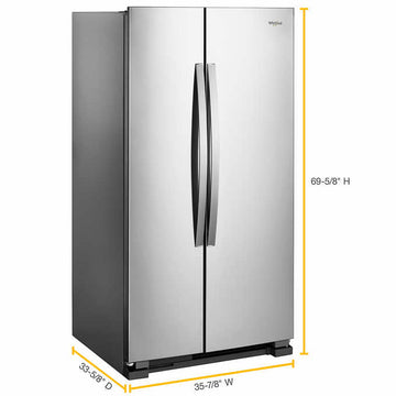 25 cu. ft. Large Side by Side Refrigerator With Adaptive Defrost & Monochromatic Stainless Steel