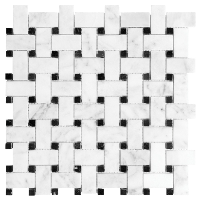 Basketweave Bianco Venatino Polished Marble Mosaic