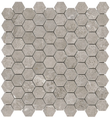 1.25 In Hexagon Ritz Gray Polished Marble Mosaic