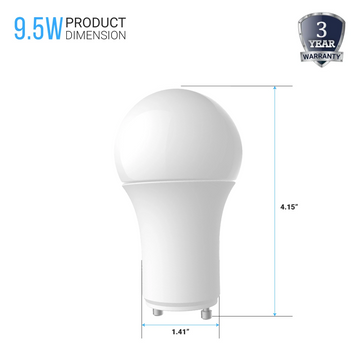 A19 LED Light Bulbs - 9.5 Watt - 800lm Dimmable - 5000K - Natural White GU24