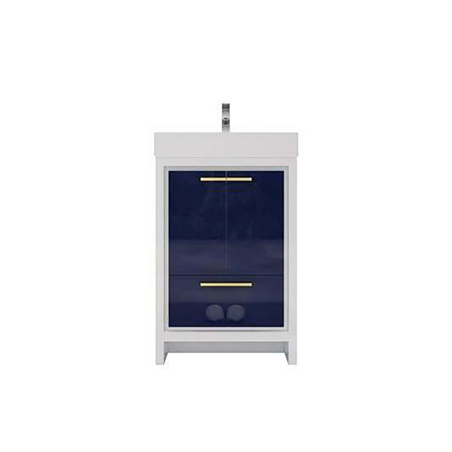Modern Ashley Freestanding Bathroom Vanity With Acrylic Single Sink, 2 Door & Drawer