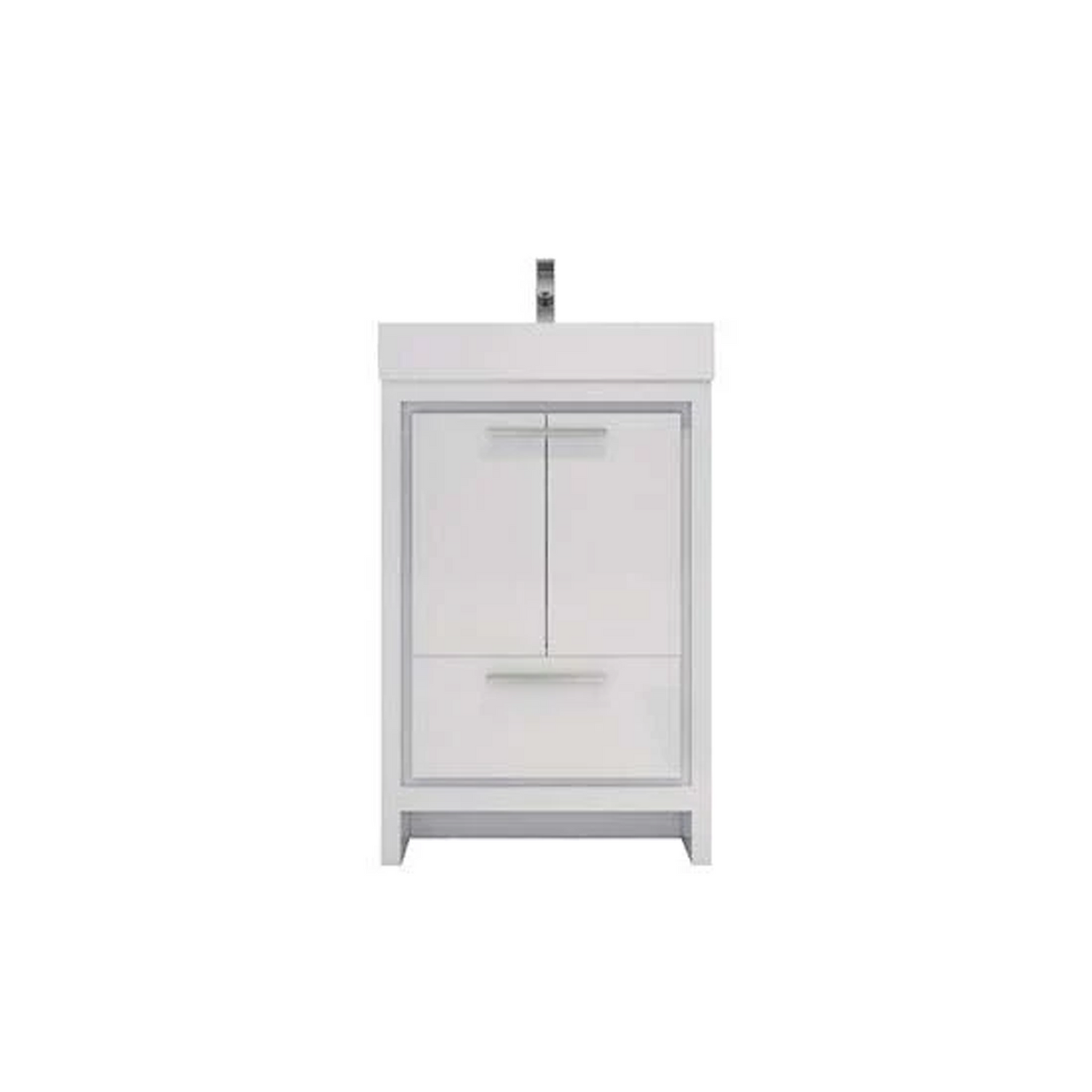 Modern Ashley Freestanding Bathroom Vanity With Acrylic Single Sink, 2 Door & Drawer