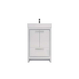 Modern Ashley Freestanding Bathroom Vanity With Acrylic Single Sink, 2 Door & Drawer